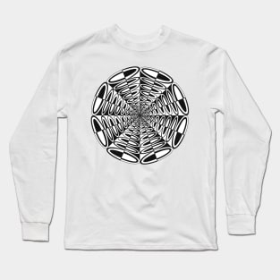 Circle Pop Mandala - Intricate Black and White Digital Illustration, Vibrant and Eye-catching Design, Perfect gift idea for printing on shirts, wall art, home decor, stationary, phone cases and more. Long Sleeve T-Shirt